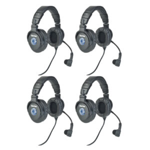 a 4-pack of the clear-com helixnet cc-400 headphones with microphone.